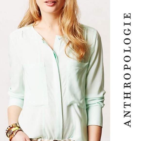 💚Anthropologie Maeve Mint Blouse - Picture 3 of 7